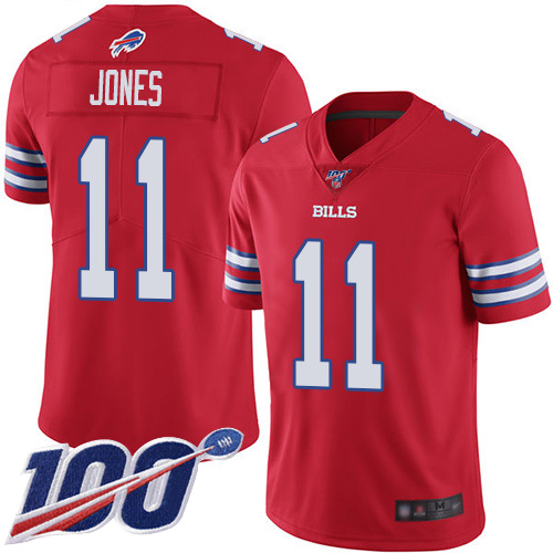 Men Buffalo Bills 11 Zay Jones Limited Red Rush Vapor Untouchable 100th Season NFL Jersey